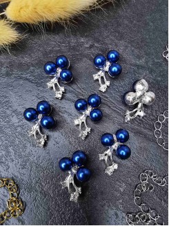 Кабошоны флоризель "Жемчужины, звездопад" металл 15*25мм. (синий)