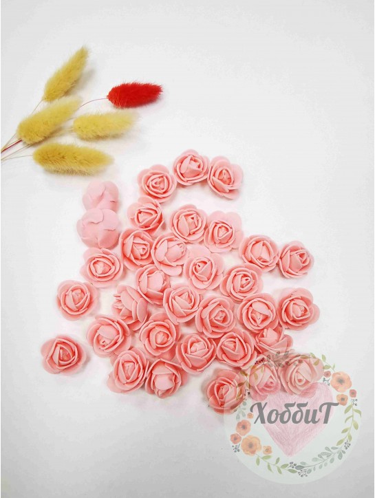 Головки цветков "Роза" 2,5см. (розовый персик),10 штук
