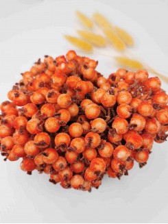 Ягодки на веточке сахарные 12мм (оранжевый), пучок 40 ягод