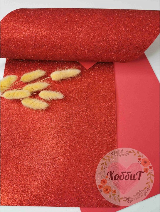 Фоамиран глиттерный 2мм. Premium (красный)
