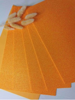 Фоамиран глиттерный, перламутровый 2мм. Premium (оранжевый), 20*30см.