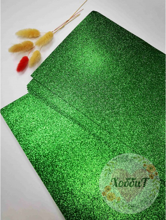 Фоамиран глиттерный 2мм. Premium (зеленый), 20*30см