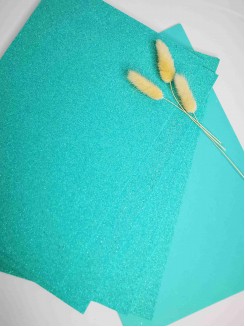 Фоамиран глиттерный 20*30см, толщина 2мм, 10 листов, цвет мятный перламутровый