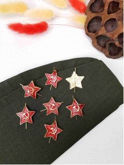 Звездочка на пилотку 2,5см. (золото/красный)