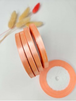 Лента атласная 0,6см. бобина 25 ярд (персиковый)