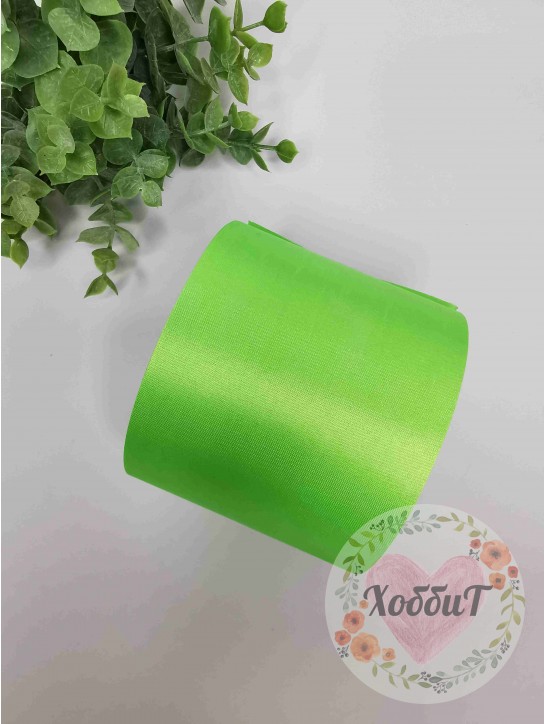 Лента атласная 7,5см. (светло-зеленый) №052
