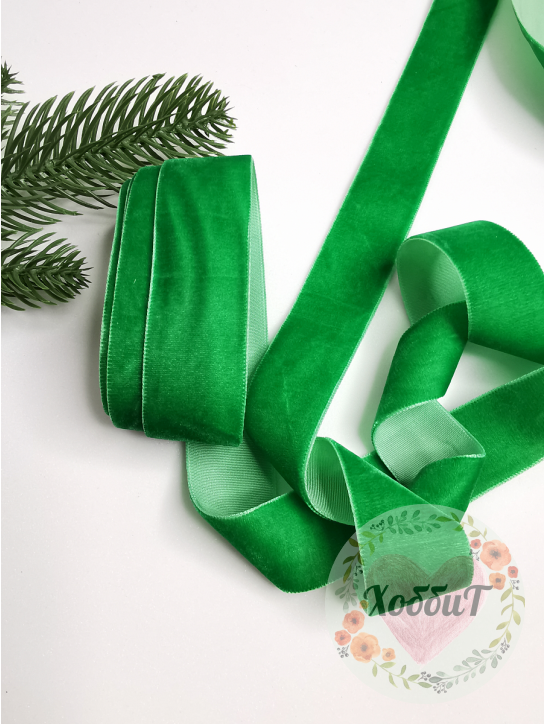 Лента бархатная 2,5см. (светло-зеленый)