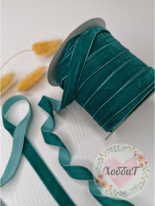 Лента бархатная 1,2см. (темно-зеленый)