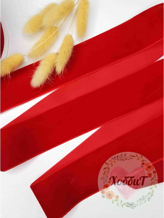 Лента бархатная 4см. (красный)