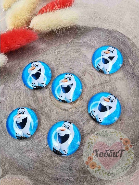 Кабошоны-фишки 25мм. (Олаф), стекло