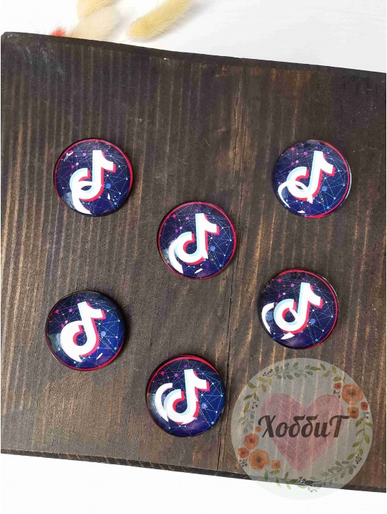 Кабошоны-фишки 25мм. (Значок TikTok) №63, стекло