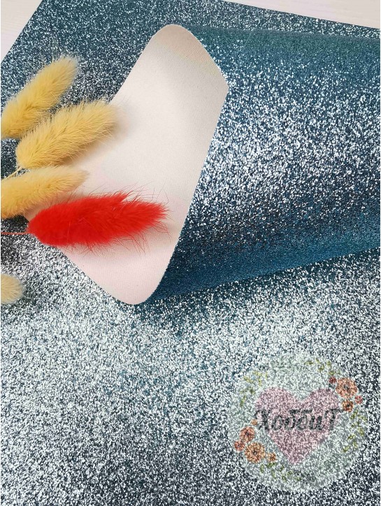 Кожзам с глиттером 21*29,5см. (голубой №10)