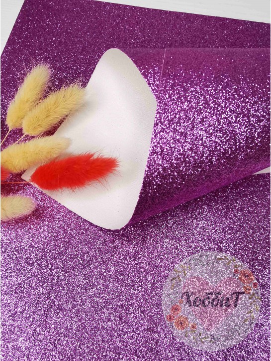 Кожзам с глиттером 21*29,5см. (сиреневый №28)