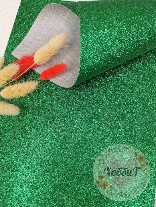 Кожзам с глиттером 20*30см. (зеленый)