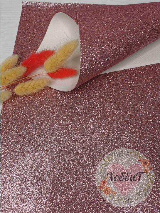 Кожзам с глиттером 20*30см. (розовый)