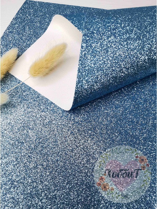 Кожзам с глиттером 20*30см. (голубой)