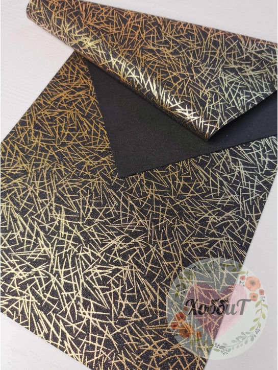 Кожзам с глиттером "Узоры" 22*30см. (черный)