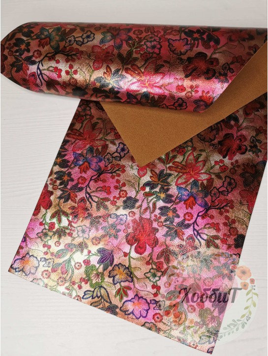 Кожзам "Цветочки" 22*30см. (мультиколор)