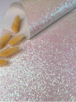 Кожзам с крупными блестками 20*30см. (бело-розовый)