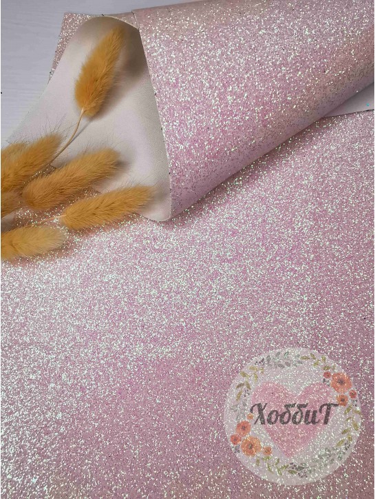Кожзам глиттер средний 20*30см. (светло-розовый)
