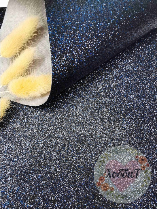 Кожзам с глиттером 21*29,5см. (темно-синий №40)