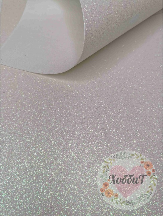 Кожзам с глиттером 21*29,5см. (белый хамелеон №34)
