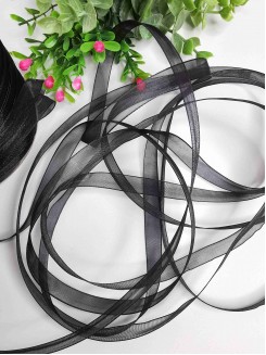 Лента органза 1см. (черный), 10 метров