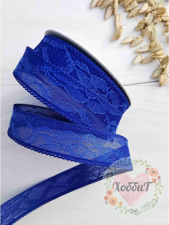 Лента органза "Узор" 2,5см. (синий)