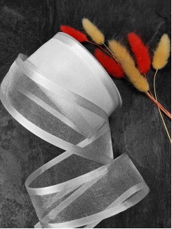 Лента органза с атласными краями 4см. (белый)