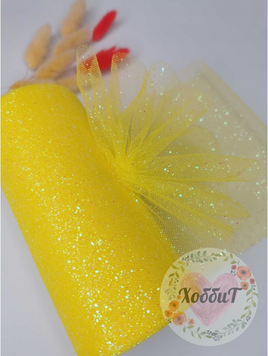 Фатин с блестками 15см (желтый)