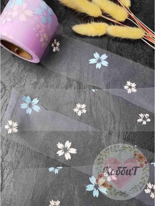 Фатин "Цветочки" 5,5см (фиолетовый)