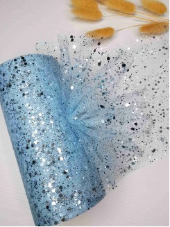 Фатин с пайетками 15см (светло-голубой)